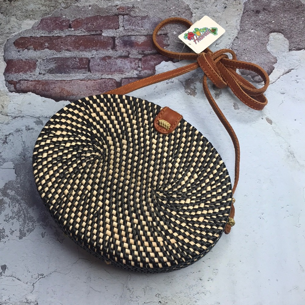 🆕Hawaiian Rattan Crossbody Cloth Lined Purse Bag Travel Vacation - Picture 2 of 10